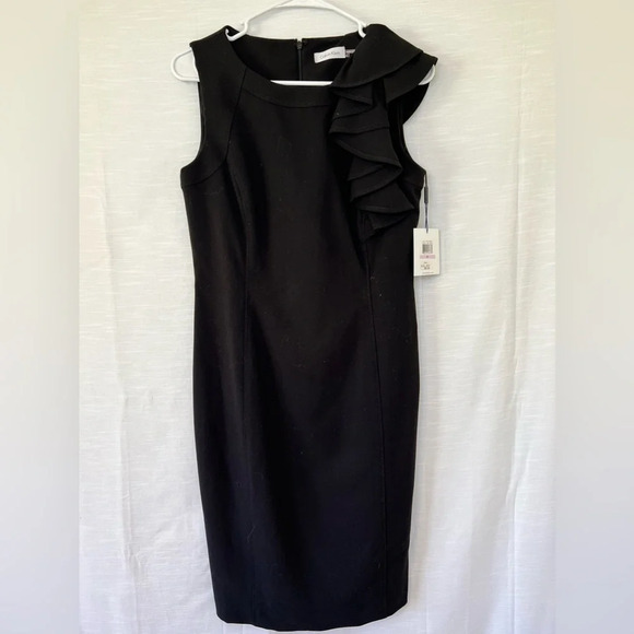 Calvin Klein Black Sheath Dress Size 6 - Picture 2 of 8